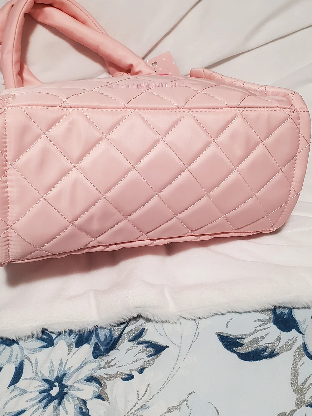 Quilted Pink Heart Tote Bag